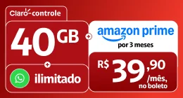Celular sobre fundo vermelho representando o Claro Controle