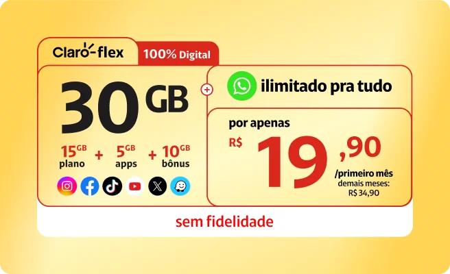 Celular sobre fundo amarelo representando o plano Claro Flex
